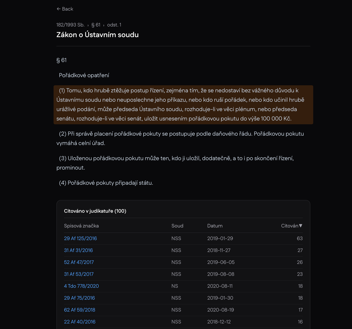 DirectCase 1.0.1: Detail zákona vám ukáže, jak soudy skutečně rozhodují